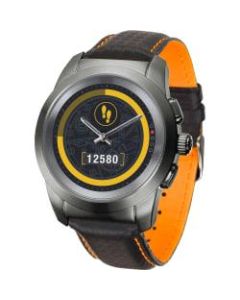 MyKronoz ZeTime Premium Hybrid Smartwatch, Regular, Brushed Titanium/Black Carbon Orange, KRZT1RP-BBK-BKLEA