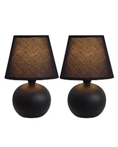 Simple Designs Mini Globe Table Lamps, 8 7/8inH, Black, Set Of 2