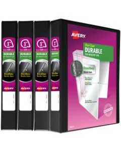 Avery Durable View DuraHinge 3-Ring Binder, 1in Slant Rings, 42% Recycled, Black, Pack Of 4