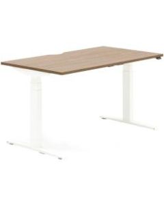 Allermuir Slide Electric Height-Adjustable Standing Desk, 29inH x 54inW x 24inD, Walnut/White