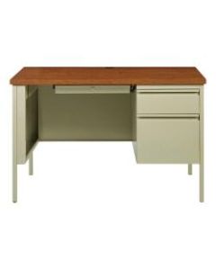 Lorell Fortress Steel Right-Pedestal Desk, Oak/Putty