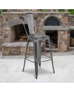 Flash Furniture Commercial-Grade 30inH Distressed Metal Bar Stool, Silver