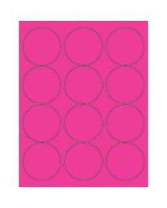 Office Depot Brand Labels, LL194PK, Circle, 2 1/2in, Fluorescent Pink, Case Of 1,200