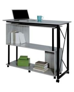 Safco Mood Rotating Worksurface Standing Desk - Box 2 of 2 - Rectangle Top - 53.25in Table Top Width x 21.75in Table Top Depth - 42.25in Height - Assembly Required - Laminated, Gray - Powder Coated Steel
