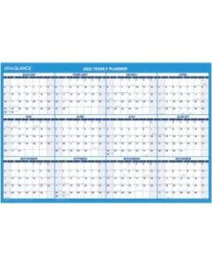 AT-A-GLANCE Erasable Reversible Yearly Wall Calendar, 36in x 24in, Blue, January To December 2022, PM20028