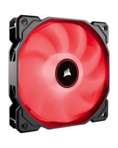 Corsair Air Series AF140 LED (2018) Red 140mm Fan Single Pack - 1 Pack - 5.51in Maximum Fan Diameter - 463.8 gal/min Maximum Airflow - 1150 rpm - 26 dB(A) Noise - Hydraulic Bearing - 3-pin - Red LED - 1 pc(s) - Case - 4.6 Year Life