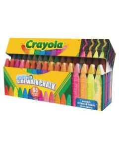 Crayola Sidewalk Chalk 64 Count Washable anti-roll sticks - Unleash your colorful creativity outdoors! 64 unique, washable colors. Anti-roll stick design.