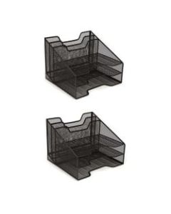 Mind Reader 5-Tray Mesh Desk Organizers, 9 1/8inH x 12 1/2inW x 11inD, Black, Pack Of 2