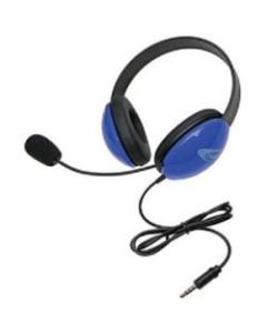 Califone Stereo Blue Headphone With To Go 3.5Mm Plug - Stereo - Mini-phone (3.5mm) - Wired - 32 Ohm - 20 Hz - 20 kHz - Over-the-head - Binaural - Supra-aural - 5.50 ft Cable - Electret, Noise Reduction Microphone - Blue