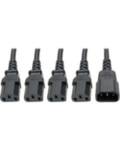 Tripp Lite Y Splitter Computer Power Cord 10A 18AWG C14 to 4xC13 Black 18in - Power extension cable - IEC 60320 C14 to IEC 60320 C13 - AC 100-250 V - 10 A - 1.5 ft - black
