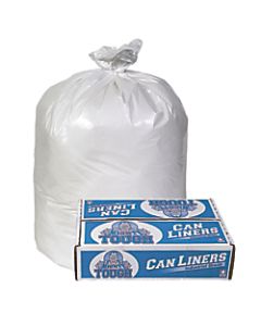 Pitt Plastics Mighty Tough 0.75-mil Can Liners, 20 - 30 Gallons, 30in x 36in, White, 25 Bags Per Roll, Case Of 8 Rolls