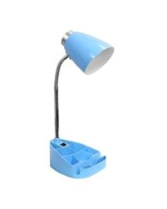 LimeLights Gooseneck Organizer Desk Lamp With Tablet Stand, Adjustable Height, 18-1/2inH, Blue Shade/Blue Base