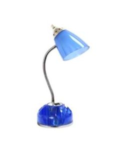 LimeLights Flossy Organizer Desk Lamp With Charging Base, Adjustable Height, 20inH, Blue Shade/Blue Base