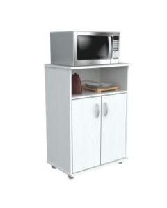 Inval Storage Cabinet With Microwave Stand, 3 Shelves, 33inH x 24inW x 15inD, Laricina White