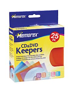 Memorex CD & DVD Keepers, Assorted Colors, Pack Of 25