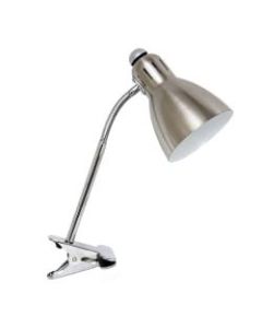 Simple Designs Adjustable Clip Light Desk Lamp, Adjustable Height, 14-3/16inH, Brushed Nickel