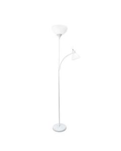 Simple Designs Floor Lamp With Reading Light, 71inH, White