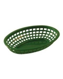 Tablecraft Oval Plastic Serving Baskets, 1-7/8inH x 6inW x 9-3/8inD, Green, Pack Of 12 Baskets
