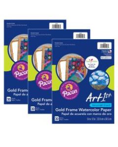 Pacon Ucreate Watercolor Paper, 9in x 12in, Gold/White, 30 Sheets Per Pack, Set Of 3 Packs