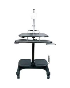 Aidata Sit and Stand Mobile LCD Workstation with Monitor Mount - 53in Height x 25in Width - Black - ABS Plastic