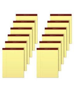 TOPS Docket Gold Premium Writing Pads, 8 1/2in x 11 3/4in, Legal Ruled, 50 Sheets, Canary, Pack Of 12 Pads