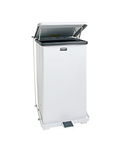 United Receptacle Defenders Steel Step Can, 12 Gallons, 23in x 12in x 12in, White