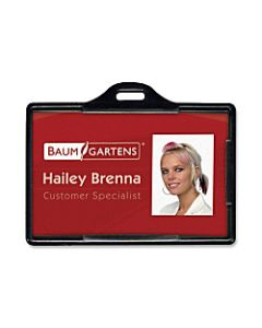 SICURIX Horizontal Black Frame ID Card Holder - Plastic - 25 / Pack - Black