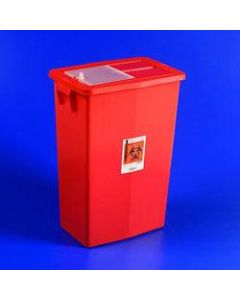 SharpSafety Large Volume Sharps Container, 18 Gallon Capacity, Red, Sliding Lid, Case Of 5