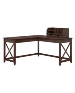Bush Furniture Key West 60inW L-Shaped Desk With Desktop Organizers, Bing Cherry, Standard Delivery