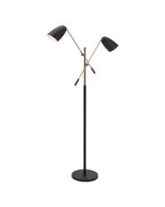 Zuo Modern Tanner Floor Lamp, 70 7/8inH, Matte Black/Brass Shade And Base