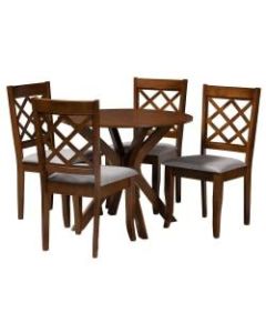 Baxton Studio Jana Dining Set, 29-15/16inH x 35-7/16inW x 35-7/16inD, Gray/Walnut