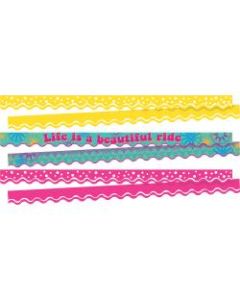 Barker Creek Double-Sided Scalloped Borders, 2-1/4in x 36in, Life Is Beautiful, 13 Strips Per Pack, Set Of 3 Packs