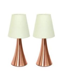 Simple Designs Valencia Mini Touch Table Lamps, 11-7/16inH, Cream Shade/Rose Gold Base, Set Of 2 Lamps