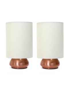 Simple Designs Gemini Mini Touch Table Lamps, 8-7/8inH, Cream Shade/Rose Gold Base, Set Of 2 Lamps