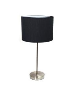 Simple Designs Stick Lamp, 22-3/8inH, Black Shade/Brushed Nickel Base