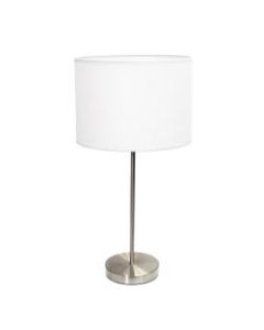 Simple Designs Stick Lamp, 22 7/16inH, White Shade/Brushed Nickel Base