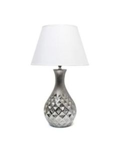 Elegant Designs Juliet Ceramic Table Lamp, 20-1/2inH, White Shade/Metallic Silver Base