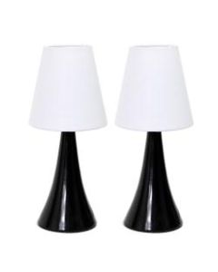 Simple Designs Valencia Colors Mini Touch Table Lamps, 11-7/16inH, White Shade/Black Base, Set Of 2 Lamps