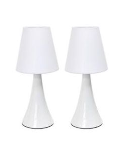 Simple Designs Valencia Colors Mini Touch Table Lamps, 11-7/16inH, White Shade/White Base, Set Of 2 Lamps