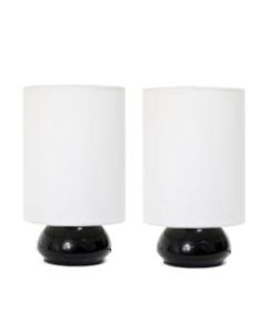 Simple Designs Gemini Colors Mini Touch Table Lamps, 8-7/8inH, White Shade/Black Base, Set Of 2 Lamps
