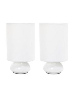 Simple Designs Gemini Colors Mini Touch Table Lamps, 8-7/8inH, White Shade/White Base, Set Of 2 Lamps