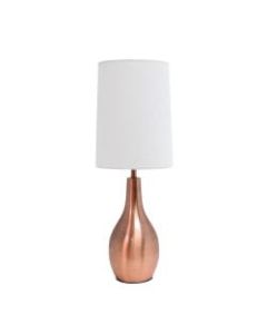 Simple Designs 1-Light Teardrop Table Lamp, 19-1/2inH, White Shade/Rose Gold Base