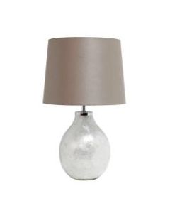 Simple Designs 1-Light Pearl Table Lamp, 18inH, Light Brown Shade/Pearl Base