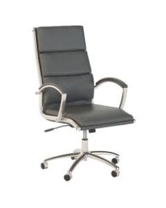 Bush Business Furniture Modelo Bonded Leather High-Back Office Chair, Dark Gray, Standard Delivery