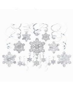 Amscan Hanging Snowflake Decorations, Silver, 30 Decorations Per Pack, Case Of 2 Packs