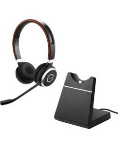 Jabra Evolve 65 With Charging Stand MS Stereo - Stereo - Wireless - Bluetooth - 98.4 ft - 150 Hz - 7 kHz - Over-the-head - Binaural - Supra-aural - Noise Canceling