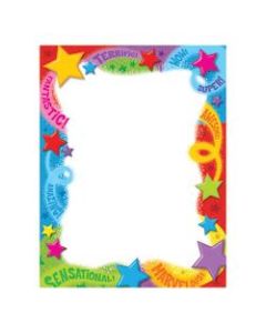 Trend Enterprises Terrific Papers, Praise Words n Stars, 8 1/2in x 11in, Multicolor, 50 Sheets Per Pack, Case Of 6