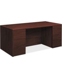 HON 10700 Series Double-Pedestal Desk - 66in x 30in x 29.5in - File Drawer(s) - Double Pedestal - Waterfall Edge - Material: Hardwood Trim, Particleboard - Finish: Mahogany, High Pressure Laminate (HPL)
