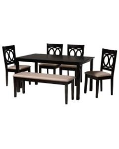 Baxton Studio Bennett Dining Set, 29-3/16inH x 59-1/16inW x 37-7/16inD, Sand/Dark Brown