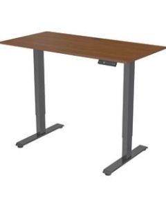 Lorell Height-Adjustable 2-Motor Desk - Dark Walnut Rectangle Top - Black T-shaped Base - 48in Table Top Length x 24in Table Top Width x 0.70in Table Top Thickness - 47.20in Height - Assembly Required - Brown